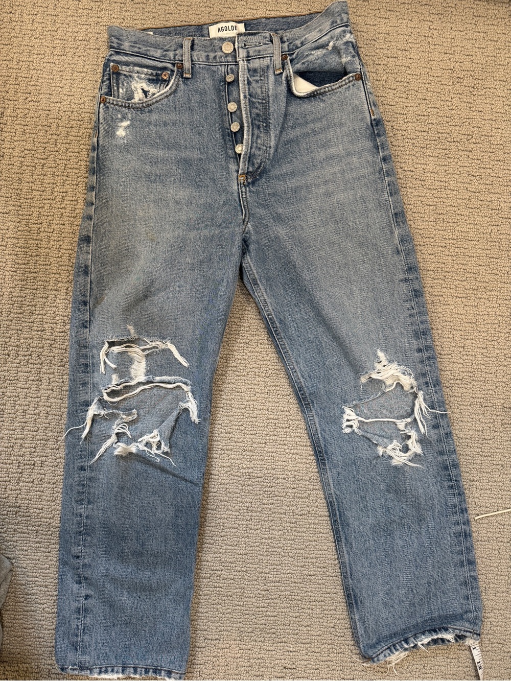 Agolde Light Blue Distressed Boyfriend Jeans
